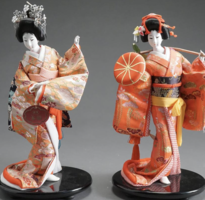 Pair of Japanese Wood Dolls